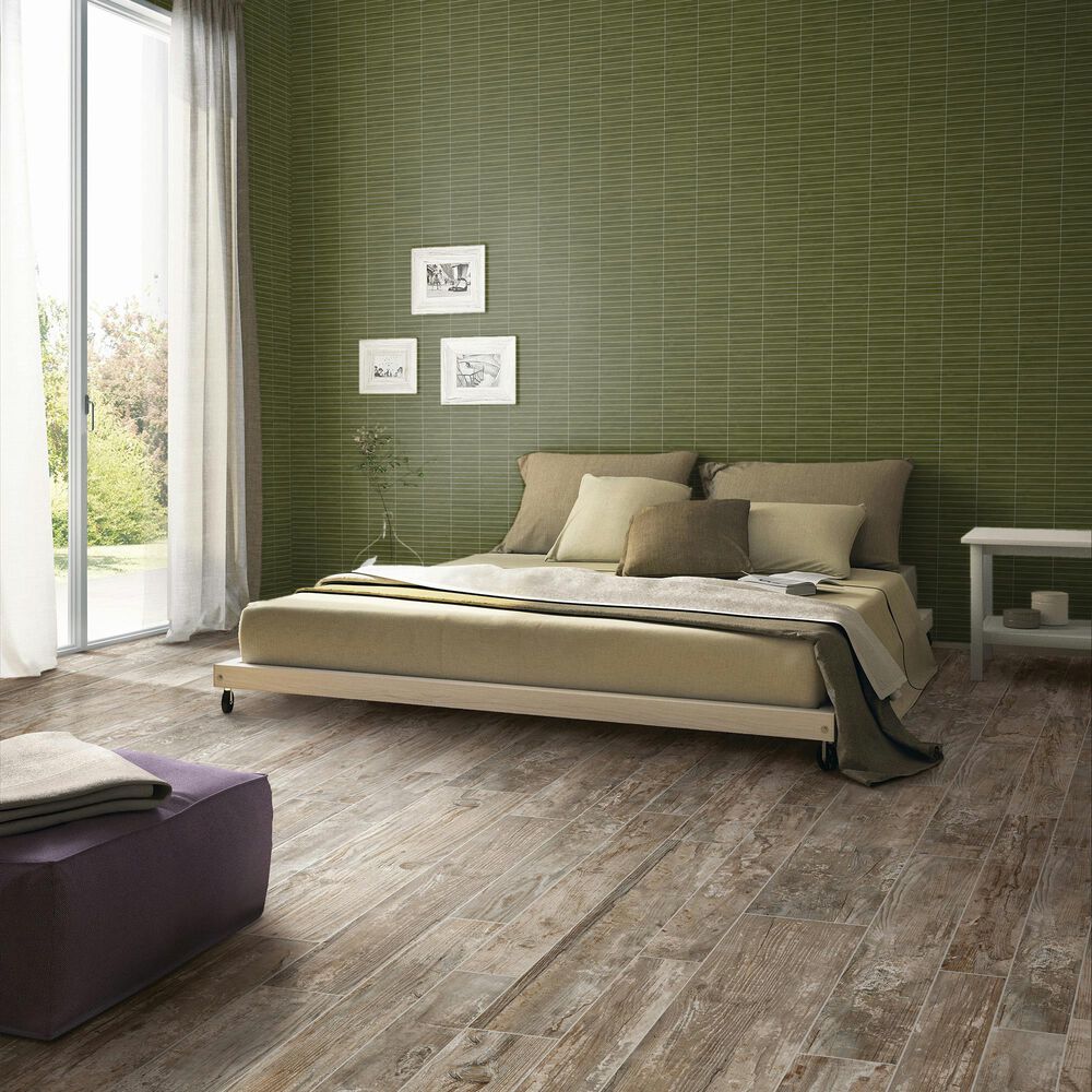 Dal-Tile Artcrafted Fern 1&quot; x 6&quot; Straight Joint on 11.5&quot; x 9.75&quot; Glazed Ceramic Mosaic Sheet, , large