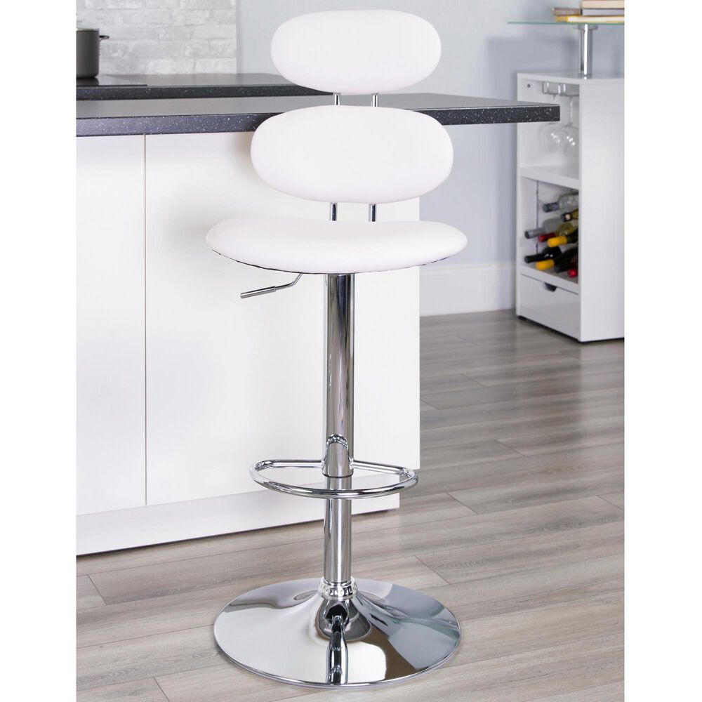 Flash Furniture Adjustable Barstool in White, , large