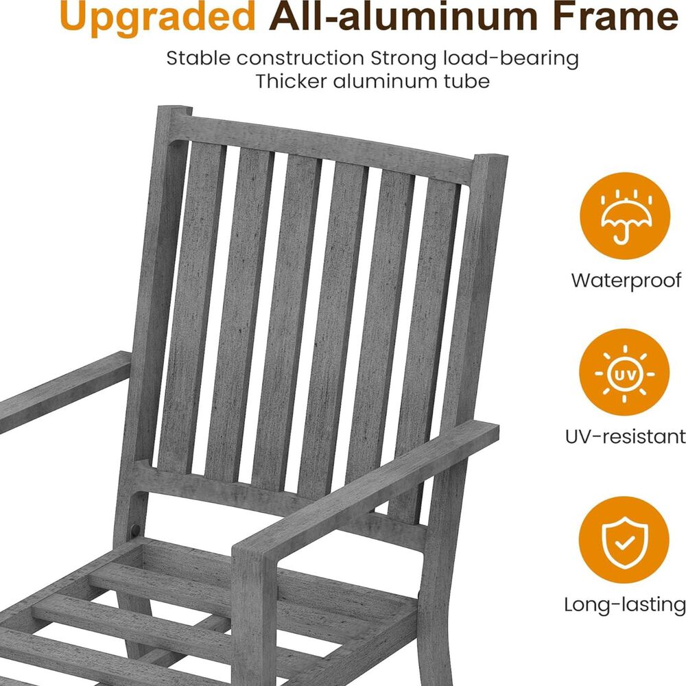Hearth and Haven Outdoor All-Weather Aluminum Dining Chair in Gray (Set of 4), , large