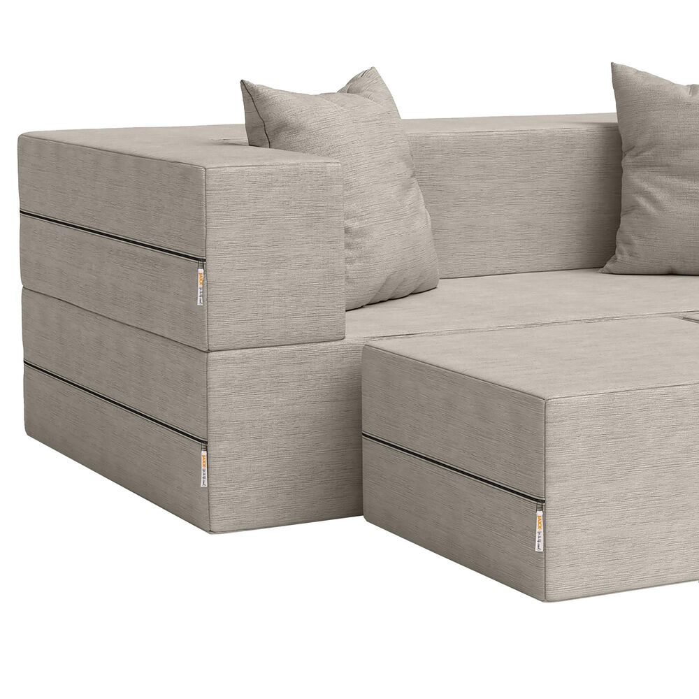 Jaxx Zipline Convertible Queen Sleeper Loveseat &amp; Ottomans in Pewter Velvet, , large