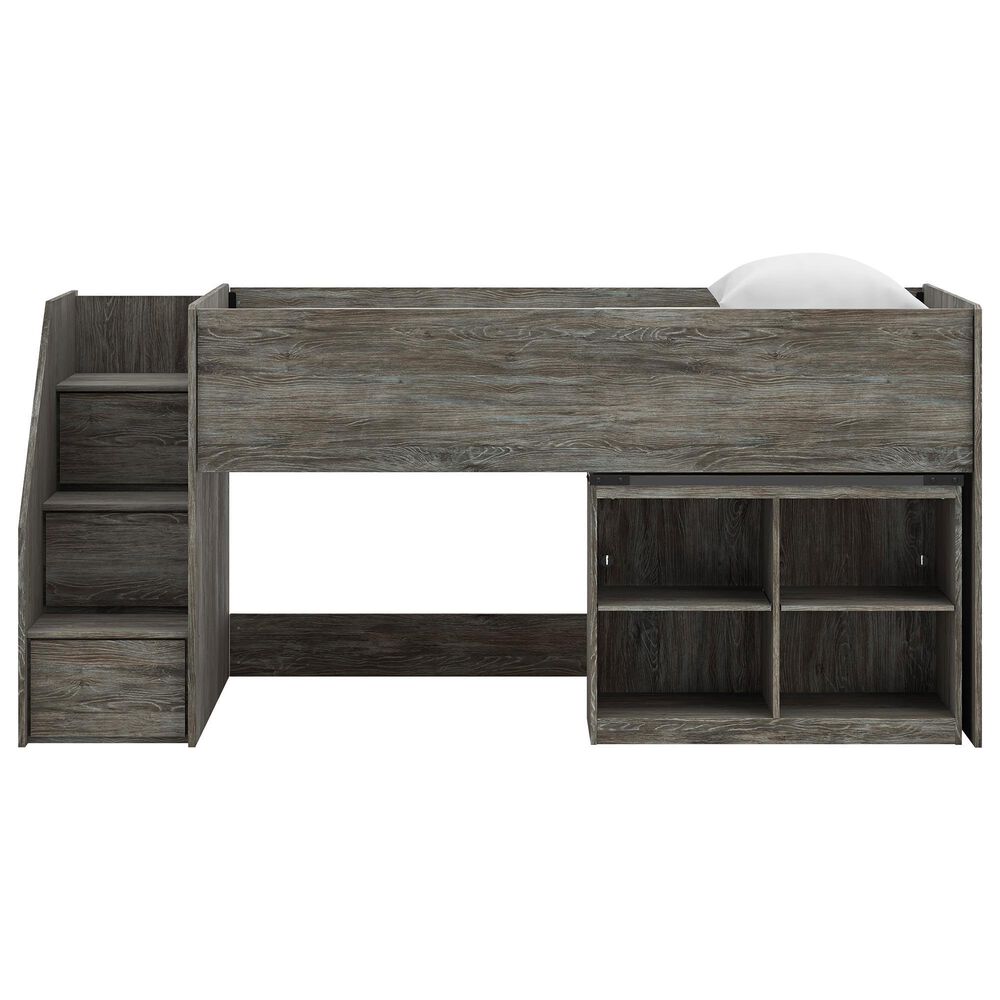 Ashley Frandern Twin Loft  Bed with Bookcase Storage in Gray, , large