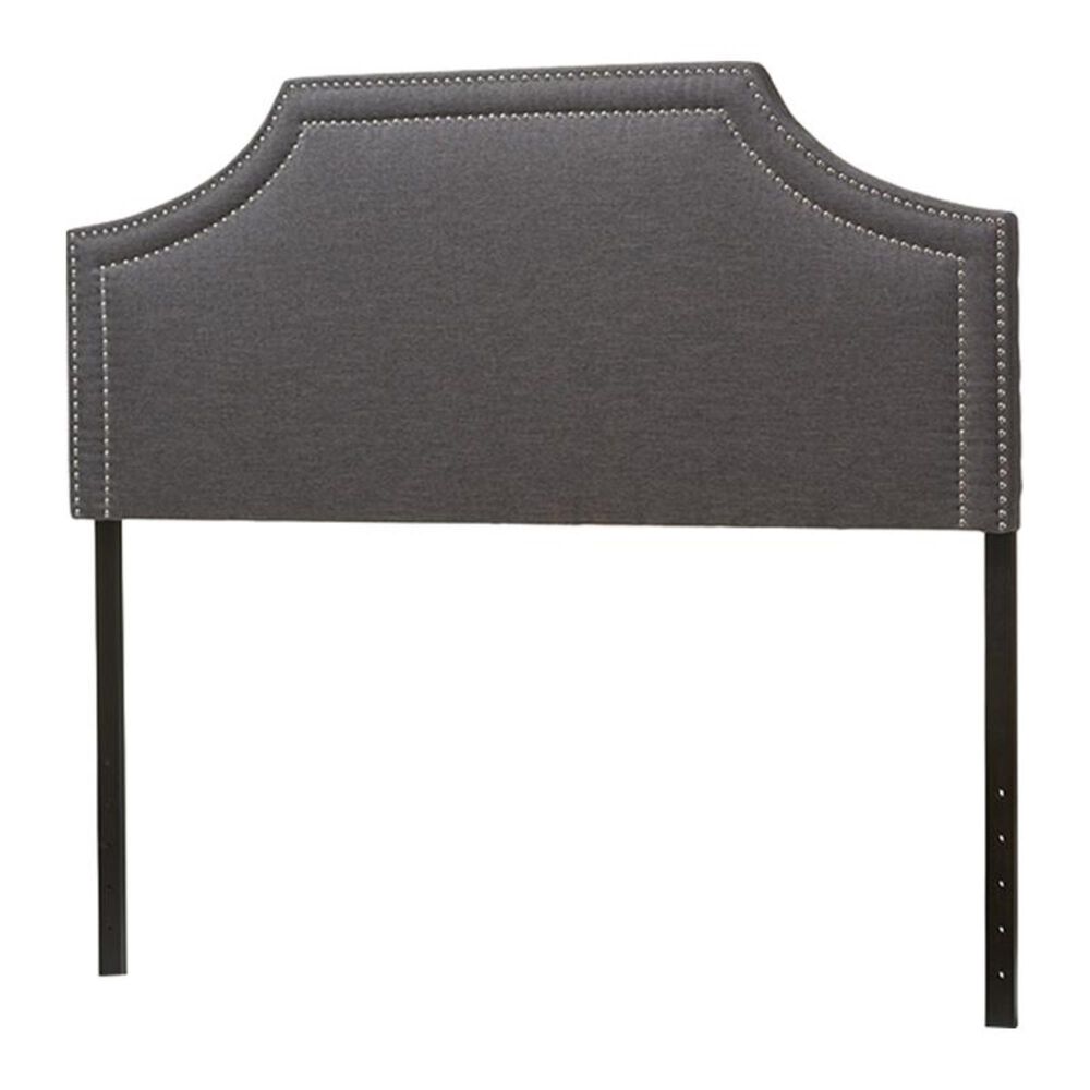 Baxton Studio Avignon Full Upholstered Headboard in Dark Grey, , large