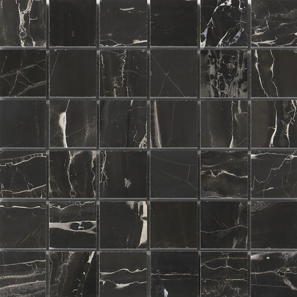 Emser Marble Black Silk 12" x 24" Polished Natural Stone Tile, , large