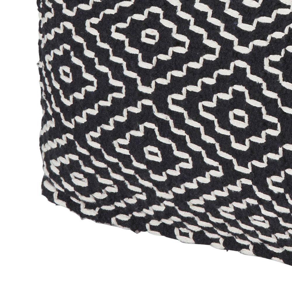 Ashley Jasett Pouf in Black and Ivory, , large