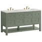James Martin Vanities Breckenridge 60" Double Bathroom Vanity in Smokey Celadon with 3 cm Victorian Silver Quartz Top and Rectangular Sinks, , large