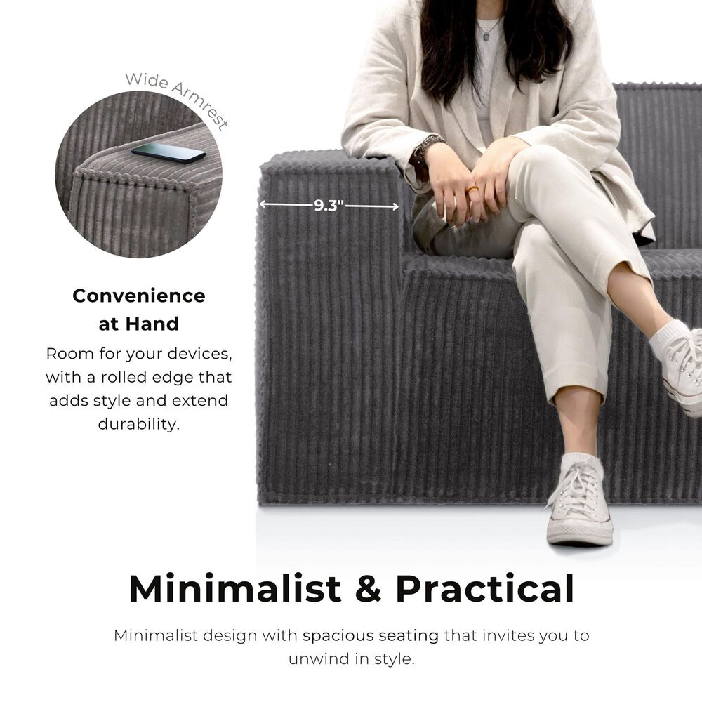 Furniture of America Facil 2-Piece Modular Track Arm Loveseat in Black, , large