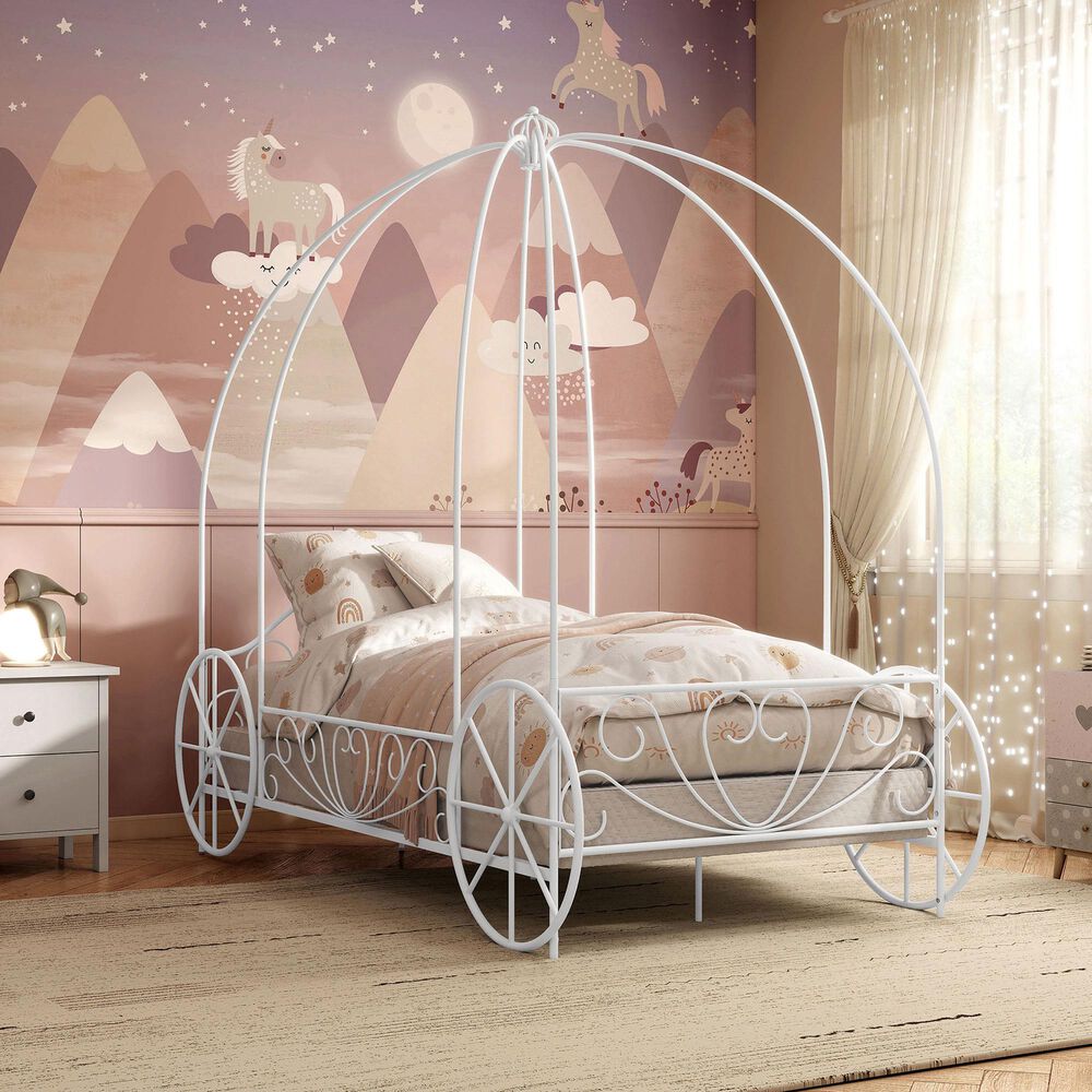 Furniture of America Carriage Twin Canopy Bed in White, , large