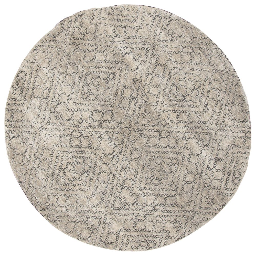 Central Oriental Stonington Nikita Oatmeal and Zinc 7"10" Round Area Rug, , large
