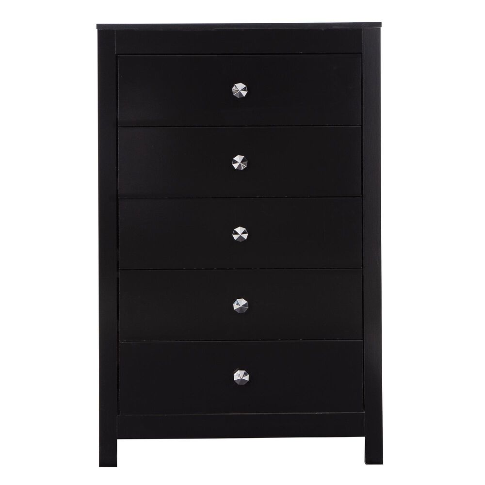 Seven Stars Breanne 5 Drawer Chest in Black, , large