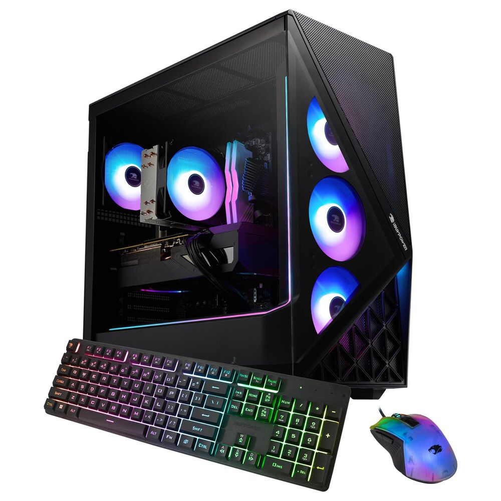 iBUYPOWER Slate 9 Gaming PC Desktop | AMD Ryzen 7 7700 - 32GB RAM - NVIDIA GeForce RTX 5060 Graphics - 1TB NVMe SSD in Black, , large