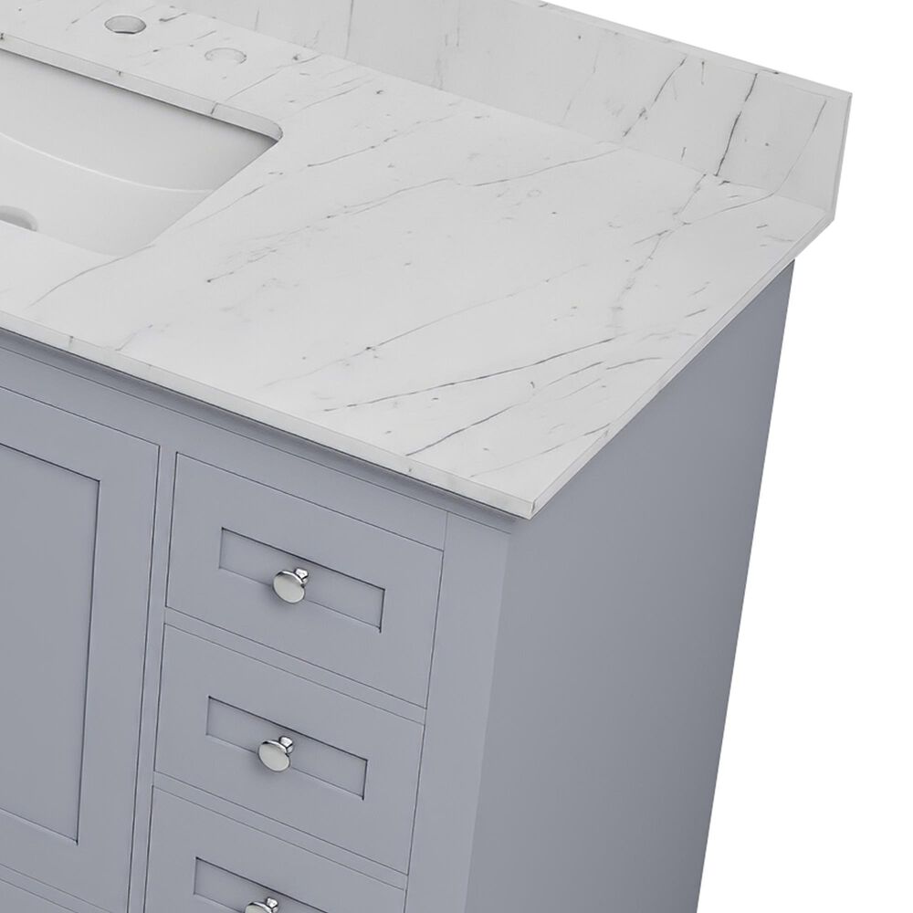 Lexora Home Dukes 84" Double Bathroom Vanity in Dark grey with 2 cm White Carrara Marble Top and Rectangular Sinks, , large