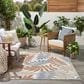 Nourison Aloha 7"10" x 10"6" Blue and Mocha Indoor/Outdoor Area Rug, , large