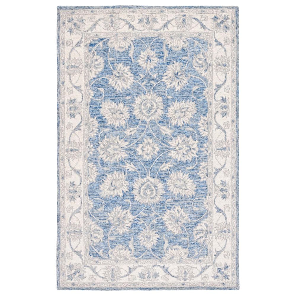Safavieh Micro-Loop MLP536M 5" x 8" Blue and Ivory Area Rug, , large