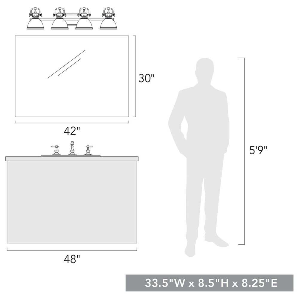 Golden Lighting Duncan 4-Light Bath Vanity with Matte Black Shade in Chrome, , large