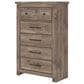 Ashley Rusticott 5-Drawer Chest in Brown, , large