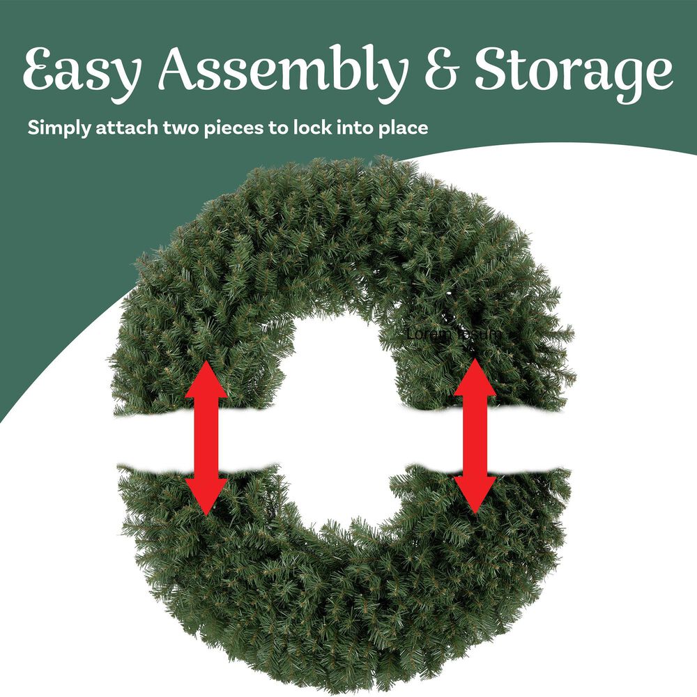Timberlake 60&quot; Large Christmas Wreath with 300 LED Lights in Green, , large