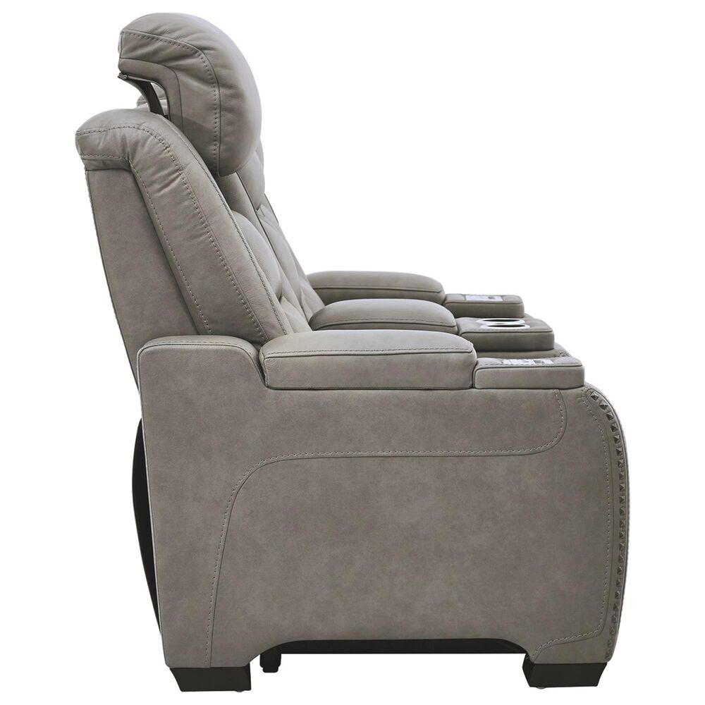 Ashley The Man-Den Power Reclining Loveseat/Console/Adjustable Headrest in Gray, , large