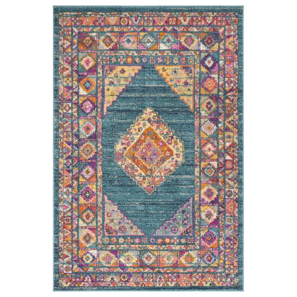 Safavieh Madison MAD133A 5"1" x 7"6" Light Blue and Orange Area Rug, , large