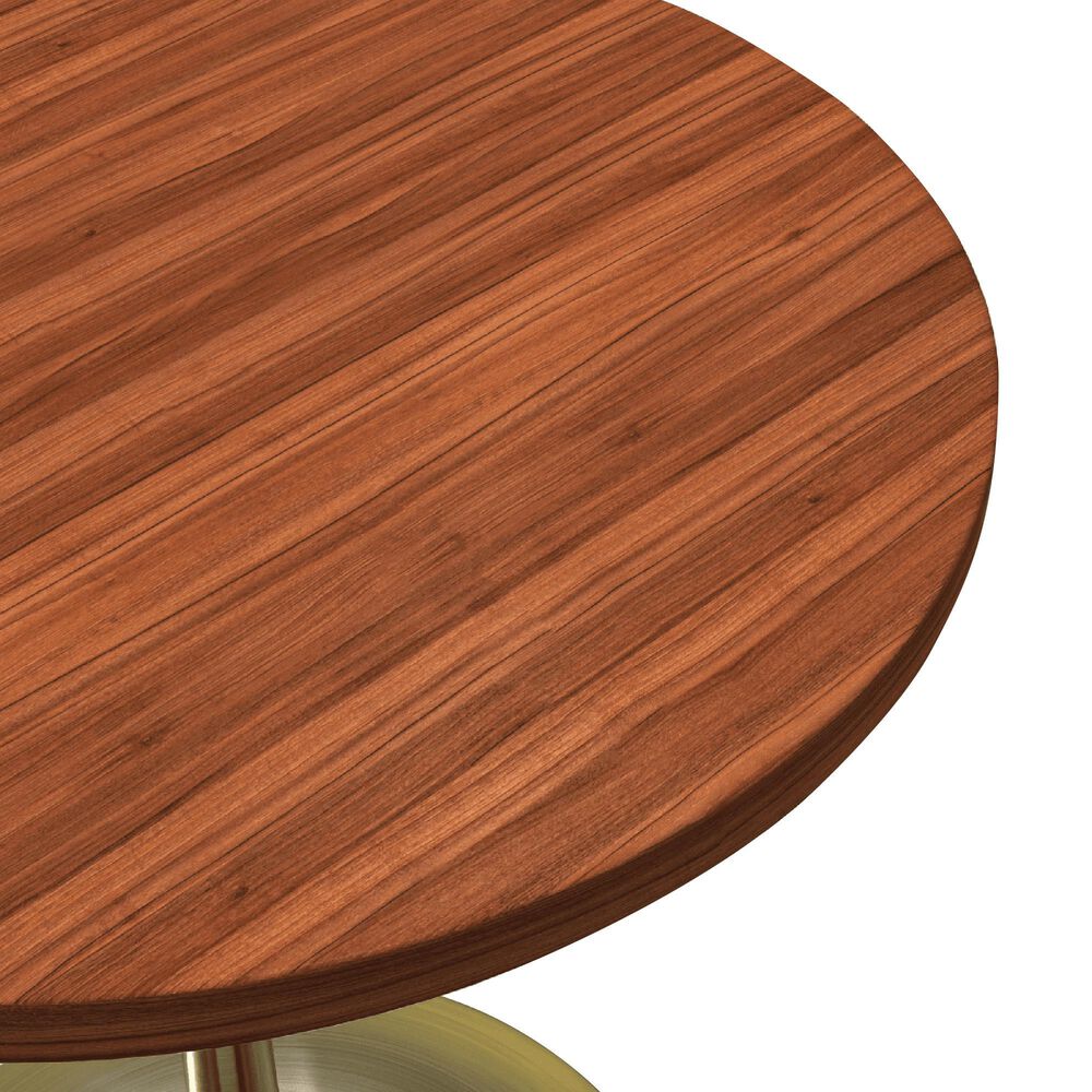 Leisuremod LeisureMod Verve Collection 48 Round Dining Table, Brushed Gold Base with Cognac Brown MDF Top, , large