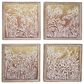 Maple and Jade 20" x 20" Eclectic Floral Wall Decor in White, Gold, Orange and Red (Set of 4), , large