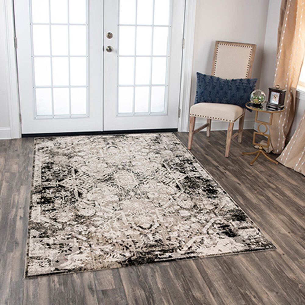 RIZZY Calabria Oriental 7&#39;10&quot; x 9&#39;10&quot; Neutral and Black Area Rug, , large