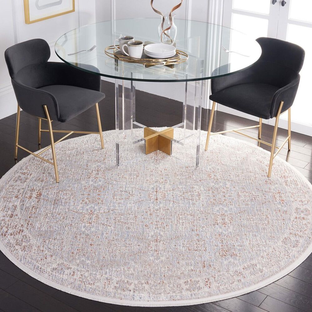 Safavieh Marmara MRM302B 6&#39;7&quot; Round Beige, Blue and Rust Area Rug, , large