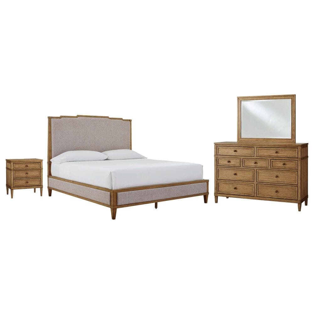 Ashley Sharlance 4-Piece King Panel Bedroom Set in Light Brown, , large
