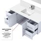 Lexora Home Geneva 48" Single Bathroom Vanity in Glossy White with 2 cm White Cultured Marble Top and Rectangular Sink, , large