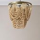 Creative Coop Laurel 2-Tier Draped Wood Bead Chandelier with Whitewashed Shade, , large
