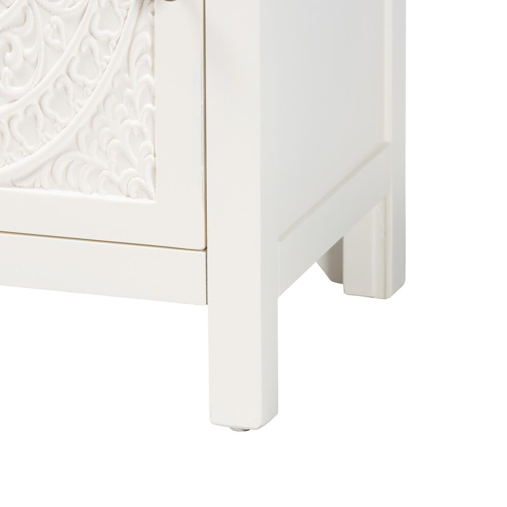 Baxton Studio Lambert 1-Drawer End Table in White, , large