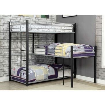 Furniture of America Hatch Twin Triple Bunk Bed in Sand Black and Silver, , large