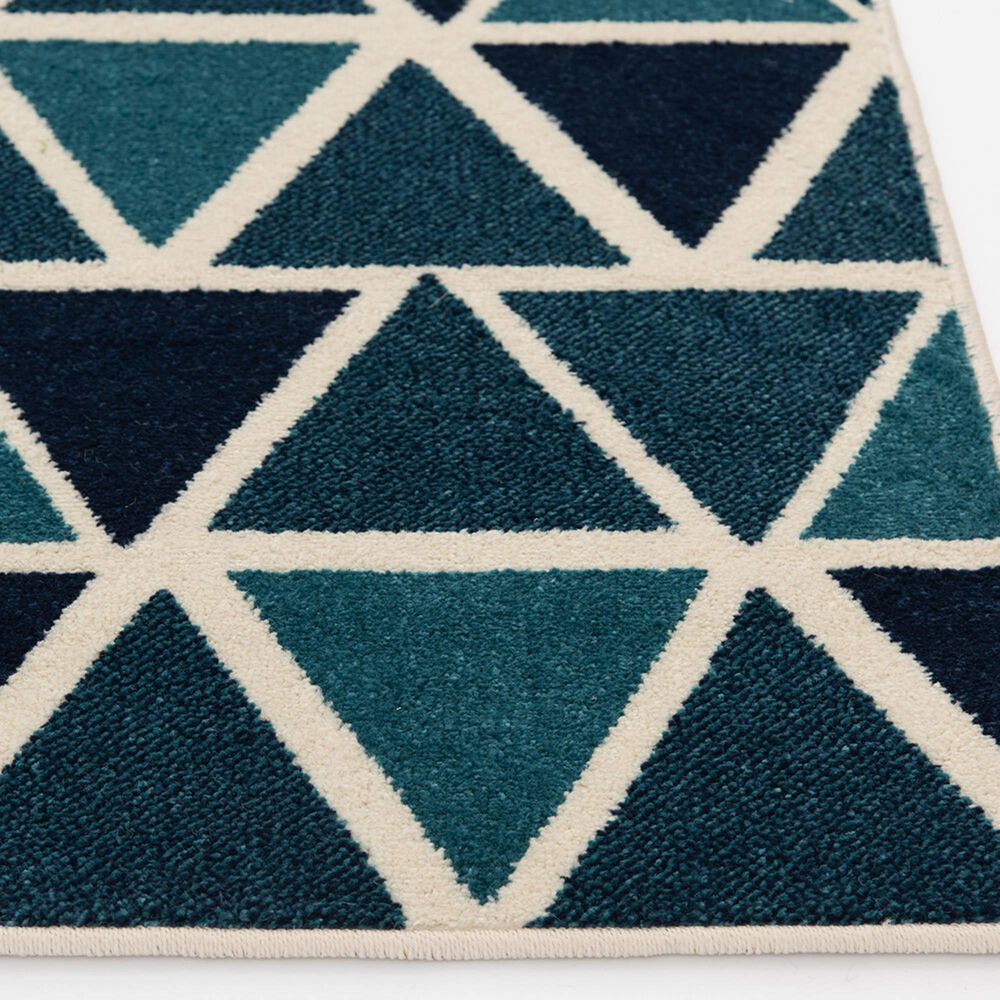 Central Oriental Terrace Tropic Isocele 2346NQ58EC.084 5&#39; x 7&#39;3&quot; Snow and Turquoise Area Rug, , large