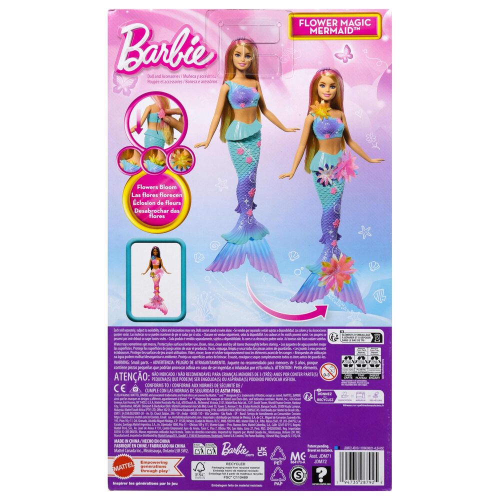 Barbie Flower Magic Mermaid Doll with Blonde Hair in Multicolor, , large