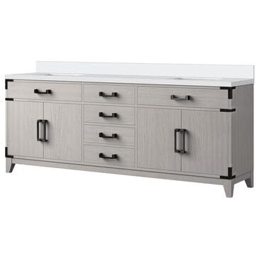 Lexora Home Laurel 80" Double Bathroom Vanity in White Oak with White Cultured Marble Top and Rectangular Sinks, , large