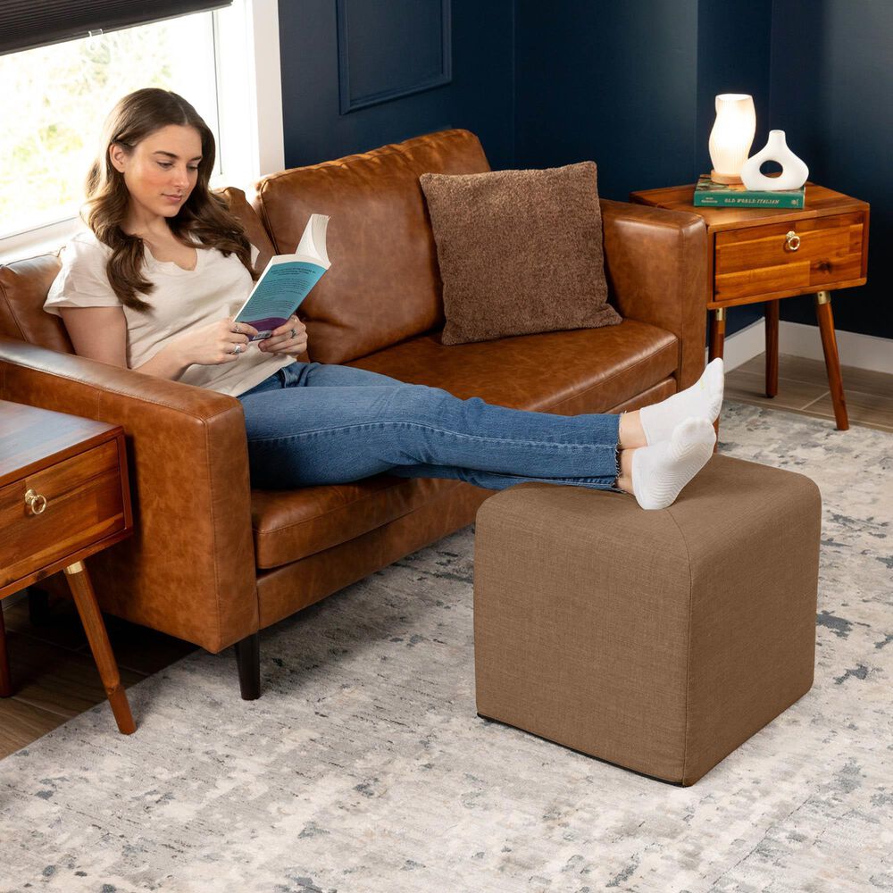 Jaxx Monroe Small Ottoman in Earth Brown, , large