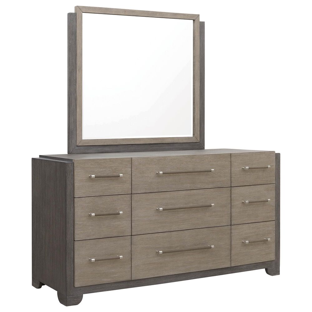 Nicolette Home Anderson Park Dark 9-Drawer Dresser and Mirror in Moose Trail and Frontier Brown, , large
