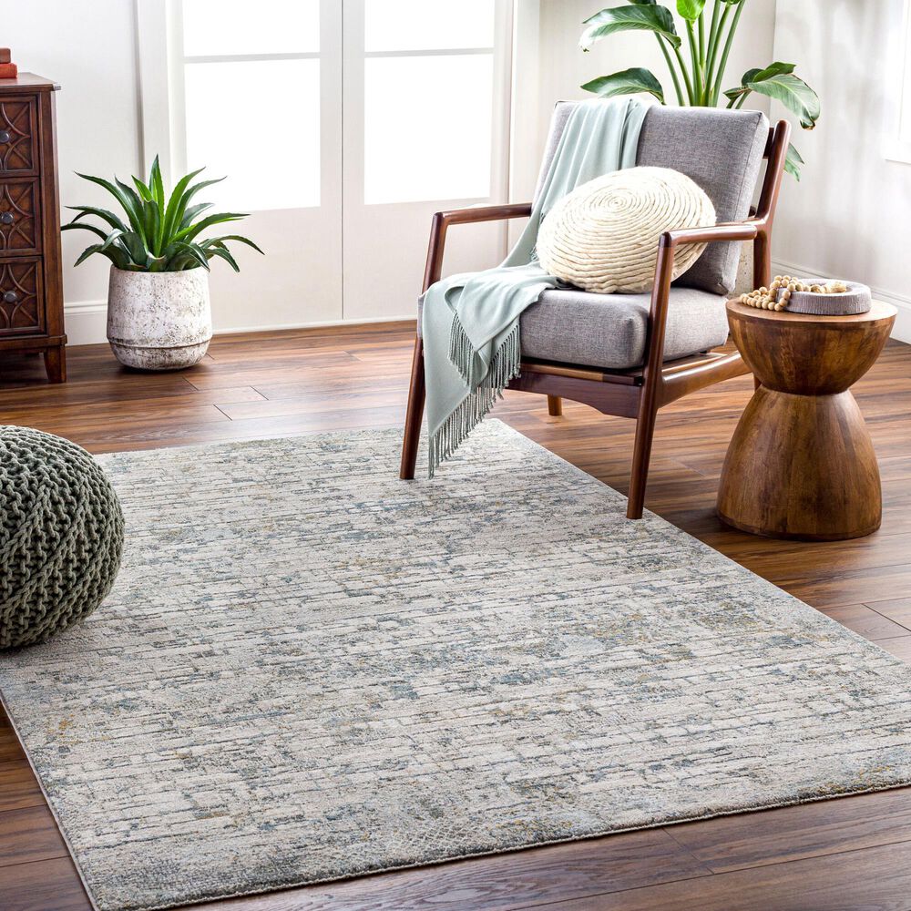 Surya Dresden Taupe, Off-White, Light Gray, Deep Teal, Dusty Sage, Ink Blue and Mustard 6&#39;7&quot; x 9&#39;6&quot; Area Rug, , large