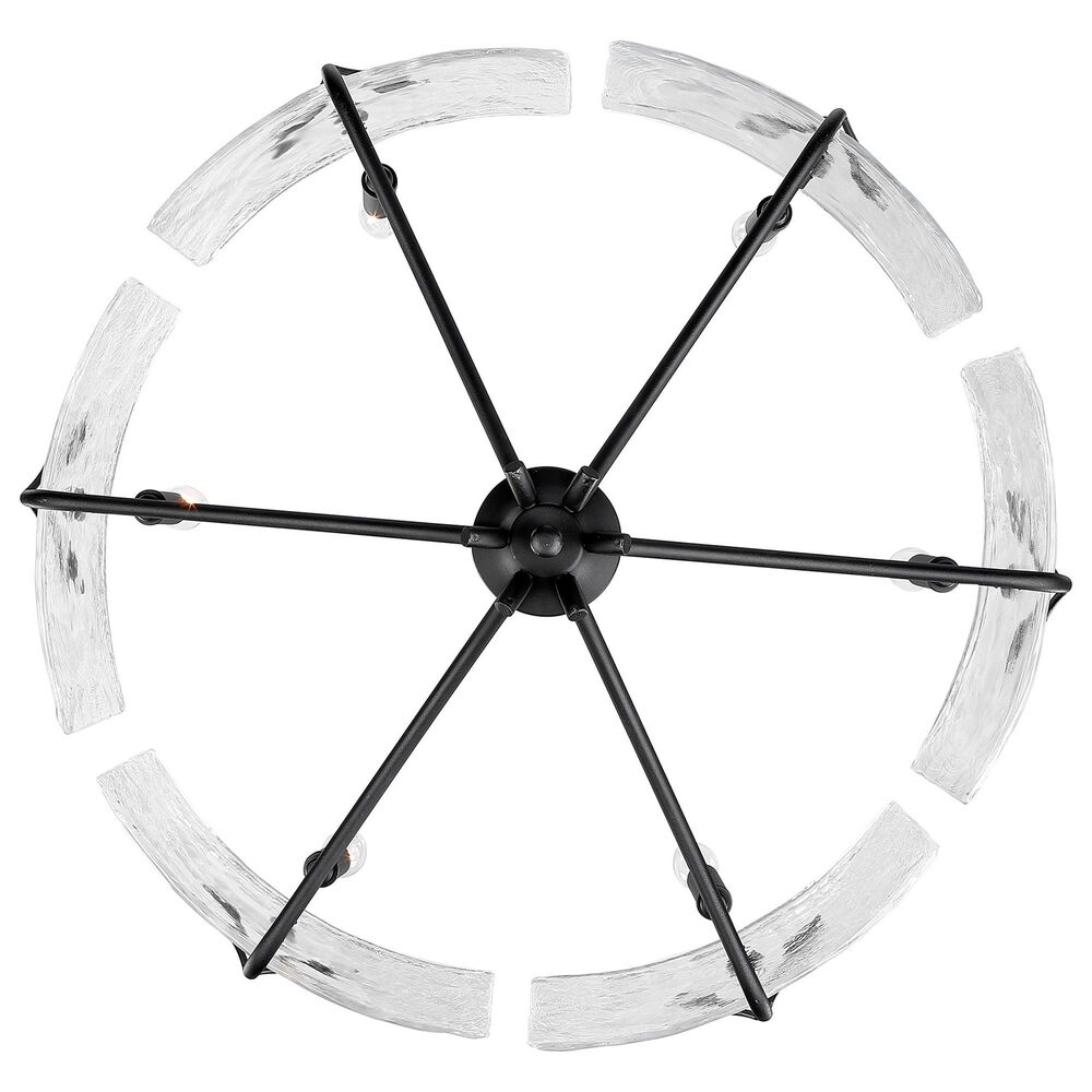 Golden Lighting Calla 6-Light Wide Chandelier with Hammered Water Glass Shade in Natural Black, , large