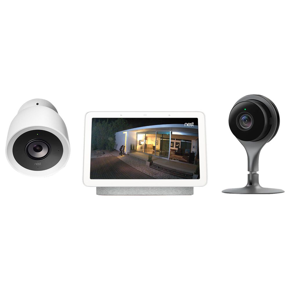 Google Nest Indoor Outdoor Security Camera And 7 Hub In Chalk Nebraska Furniture Mart