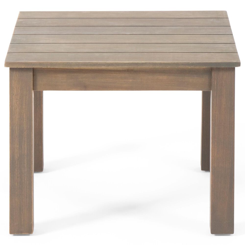 Hearth and Haven Temecula Outdoor Square Side Table with Slatted Top in Grey, , large