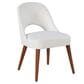 Monroe Kenza White Faux Leather  Open Back Dining Side Chair in Light Wood Finish, , large
