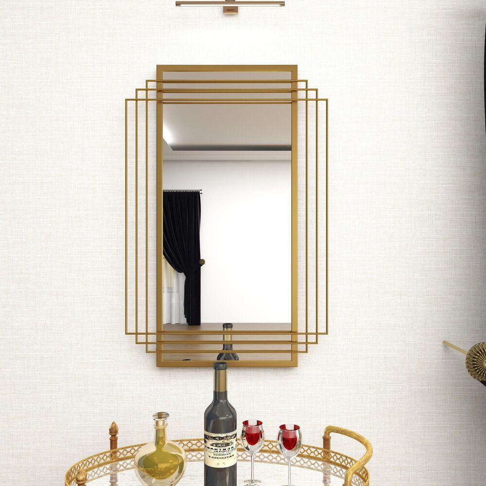CosmoLiving by Cosmopolitan 24&quot; x 36&quot; Wall Mirror in Shiny Gold, , large