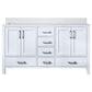 Lexora Home Jacques 60" Double Bathroom Vanity in White with 2 cm White Cultured Marble Top and Rectangular Sinks, , large