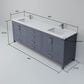 Lexora Home Jacques 80" Double Bathroom Vanity in Dark Grey with 2 cm White Quartz Top and Rectangular Sinks, , large