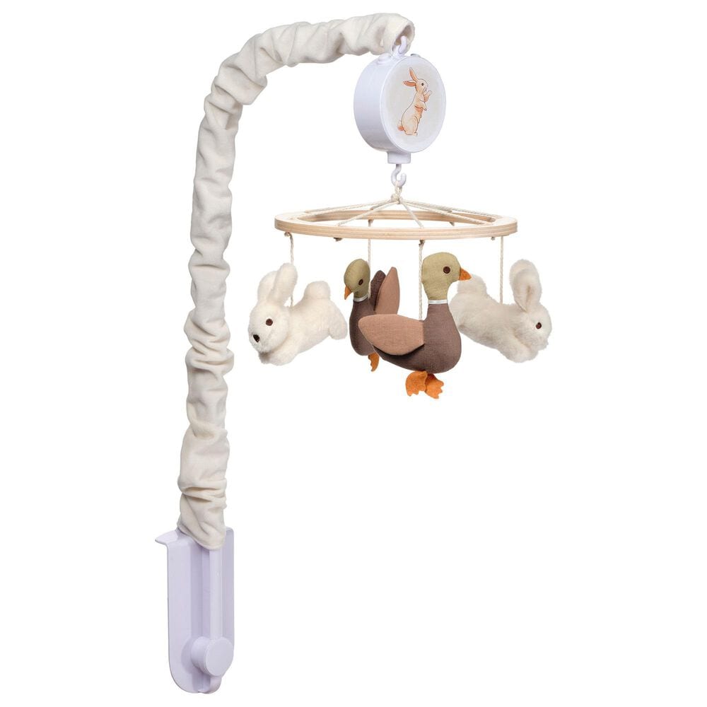 Lambs & Ivy Signature Bunny Hop Musical Baby Crib Mobile in Bisque, , large