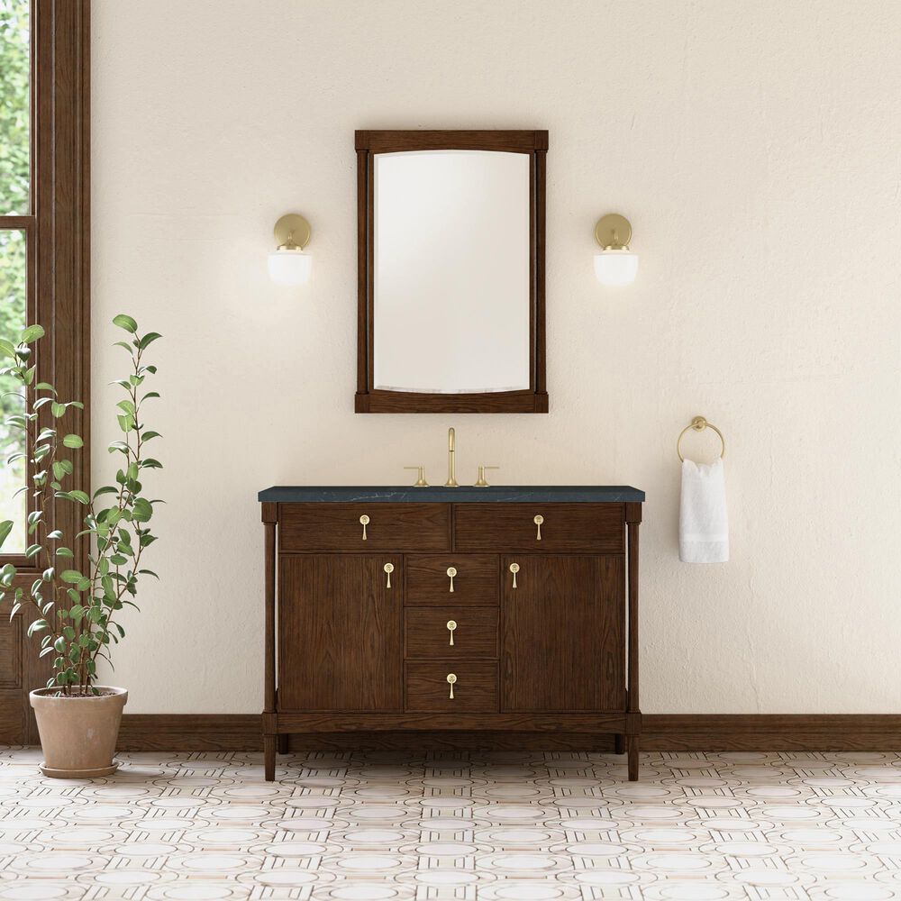 James Martin Kinnsden 48" Single Bathroom Vanity in Sable Oak with 3 cm Charcoal Soapstone Silestone Top and Rectangular Sink, , large