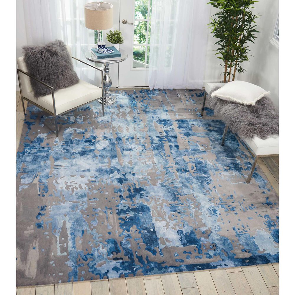 Nourison Prismatic PRS10 7&#39;9&quot; x 9&#39;9&quot; Blue and Grey Area Rug, , large