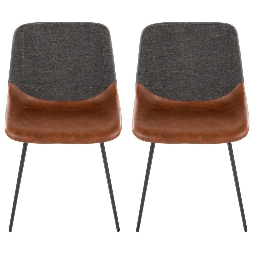 Lumisource Outlaw Side Chair with Brown and Grey Cushion in Black (Set of 2), , large