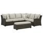Ashley Brook Ranch 3-Piece Outdoor Sofa Sectional with Bench in Brown, , large