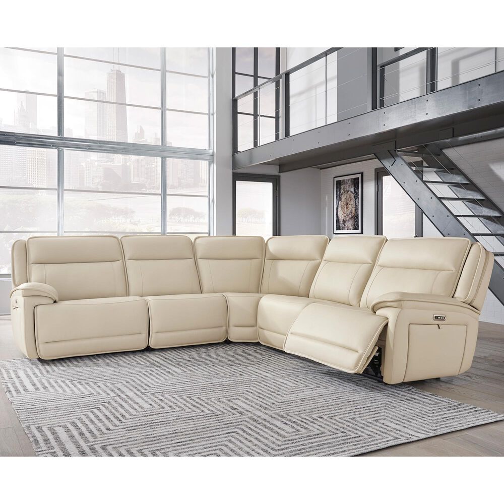 Ashley Double Deal 5-Piece Power Symmetrical Reclining Sectional in Almond, , large
